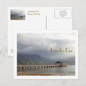 Postale carte postale, "HANALEI PIER AVEC NUAGES SURPOIDS" (Devant / Derrière)
