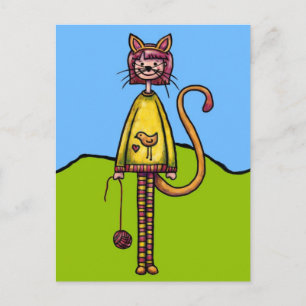 Postale Carte postale, jolie fille en costume de chat