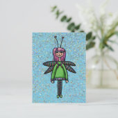Postale Carte postale, jolie fille libellule (Debout devant)