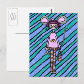 Postale Carte postale, jolie fille souris (Devant / Derrière)