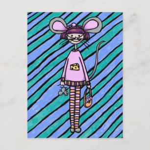 Postale Carte postale, jolie fille souris