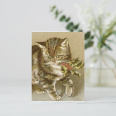 Postale Carte postale:  Kitty avec Holly Sprig (Debout devant)