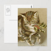 Postale Carte postale:  Kitty avec Holly Sprig (Devant / Derrière)
