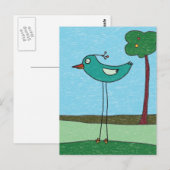Postale Carte postale, Oiseau Mignon et Arbre (Devant / Derrière)
