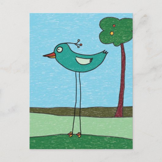 Postale Carte postale, Oiseau Mignon et Arbre (Devant)