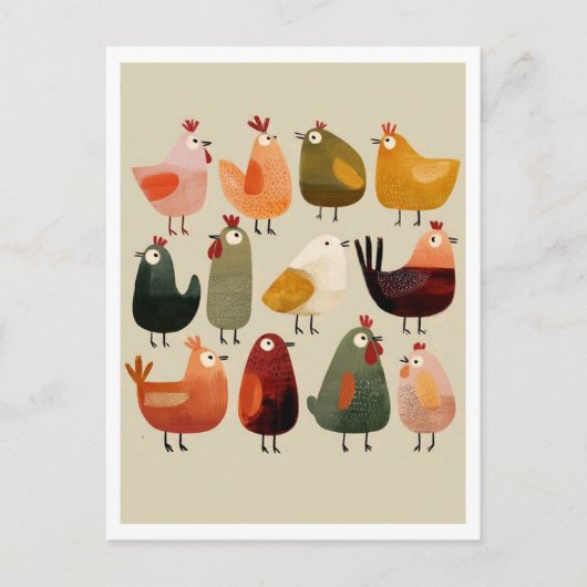 Postale Carte postale. Oiseaux drôles (Devant)