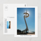 Postale Carte postale, parc olympique, Barcelone, Espagne, (Devant / Derrière)