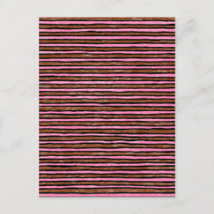 Postale Carte postale, rayures peintes, rose et marron