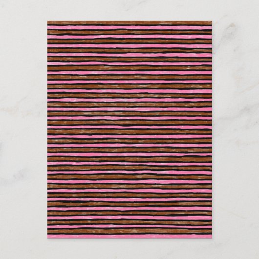 Postale Carte postale, rayures peintes, rose et marron (Devant)
