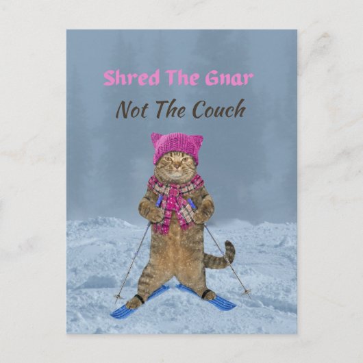 Postale Carte postale, Shred Gnar Ski Cat (Devant)