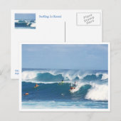 POSTALE CARTE POSTALE, "SURF À KAUAI" (Devant / Derrière)