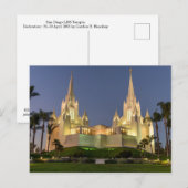 Postale Carte postale: Temple LDS de San Diego Image du so (Devant / Derrière)