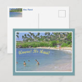 Postale Carte postale/ "WOWEE! C'EST MAUI !/PLAGE&PALMIERS (Devant / Derrière)