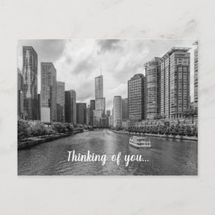 Postale Carte PostCard en niveaux de gris de la rivière Ch