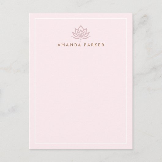Postale Carte pour notes de guérison stylisé lotus rose fl (Devant)