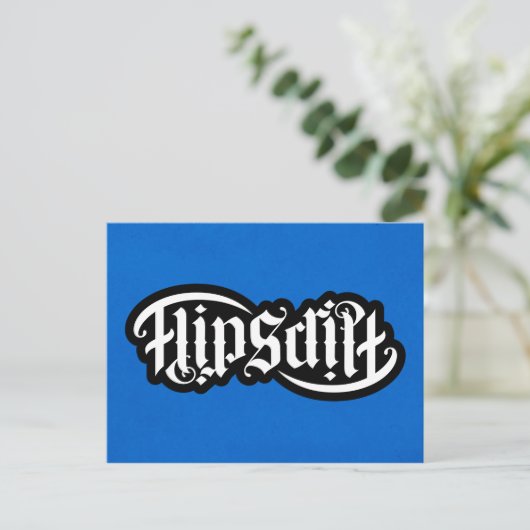 Postale Carte pour notes FlipScript Ambigram (Debout devant)