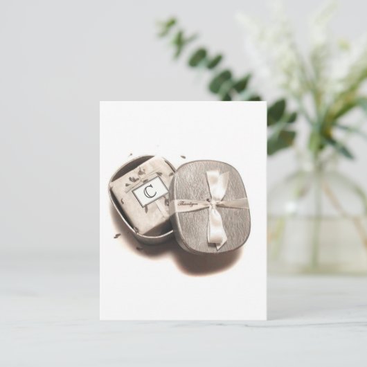 Postale Carte pour notes Merci - monogramme "C" (Debout devant)