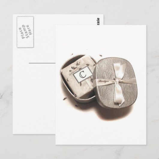 Postale Carte pour notes Merci - monogramme "C" (Devant / Derrière)