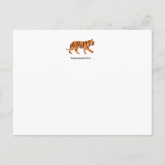 Postale Carte pour notes plat Tiger (Devant)