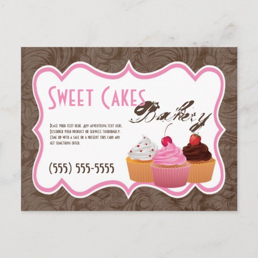 Postale Carte publicitaire Cup Cakes Boulangerie Douceurs (Devant)