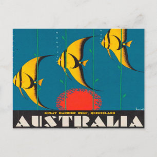 Postale carte publicitaire de voyage vintage Australie Poi