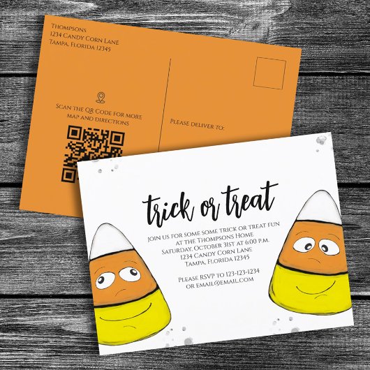 Postale Carte QR du maïs doux pour Halloween Trick‑or‑Trea