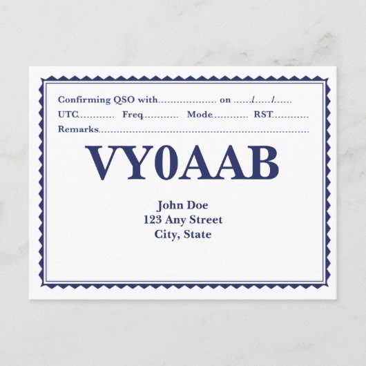 Postale Carte QSL à motif de bordure rétro (Devant)