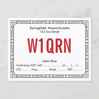Postale Carte QSL Art Déco Rétro Texte Rouge