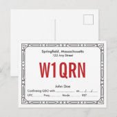 Postale Carte QSL Art Déco Rétro Texte Rouge (Devant / Derrière)