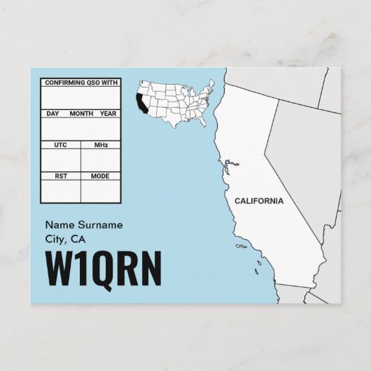 Postale Carte QSL Carte de Californie (Devant)