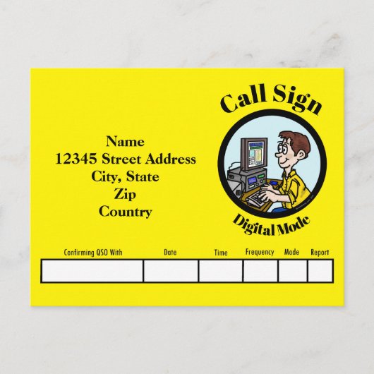 Postale Carte QSL radio Ham mode numérique (Devant)