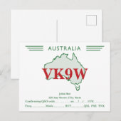 Postale Carte QSL Retro Australie Carte verte (Devant / Derrière)