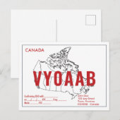 Postale Carte QSL Rétro Canada Carte Texte rouge (Devant / Derrière)