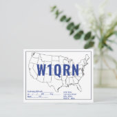 Postale Carte QSL Retro États-Unis Carte Blue Text (Debout devant)