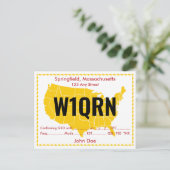 Postale Carte QSL Retro USA Yellow Map (Debout devant)