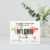 Postale Carte QSL Retro World Red & Green Map (Debout devant)
