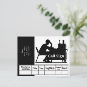 Postale Carte QSL Silhouette noire de l'opérateur radio de (Debout devant)