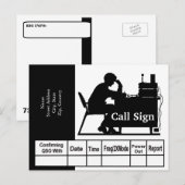 Postale Carte QSL Silhouette noire de l'opérateur radio de (Devant / Derrière)