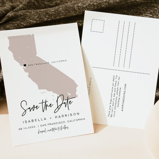 Postale Carte QUINN- Californie Enregistrer la date Moveab