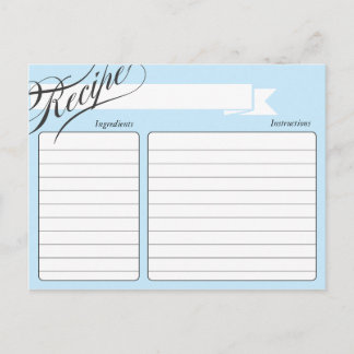 Postale Carte Recette Bleue Rétro