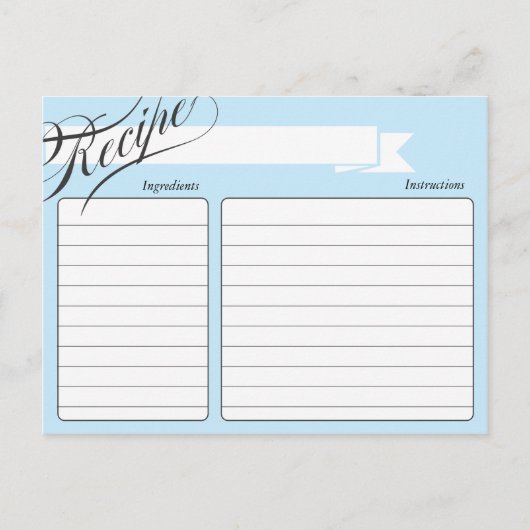 Postale Carte Recette Bleue Rétro (Devant)