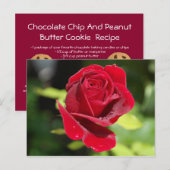 Postale Carte Recette Chocolat Chip Arachide Beurre Cookie (Devant / Derrière)