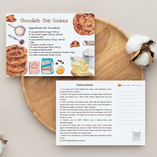 Postale Carte Recette Cookies Chip Chocolat