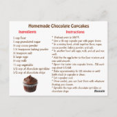 Postale Carte Recette Cupcake au chocolat (Dos)