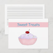 Postale Carte Recette Cupcake Rose (Devant / Derrière)