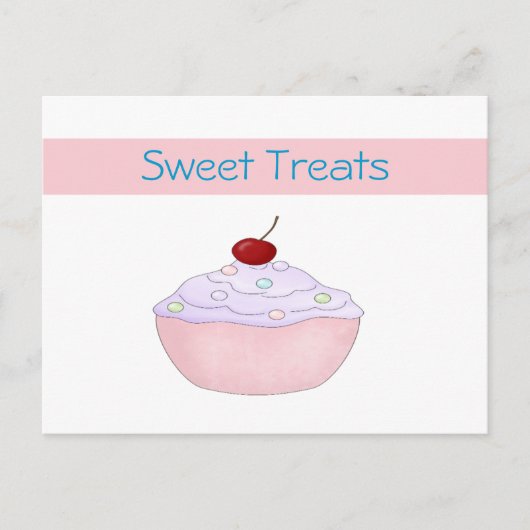 Postale Carte Recette Cupcake Rose (Devant)