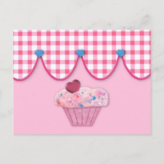 Postale Carte Recette Cupcake Rose (Devant)