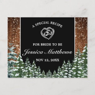 Postale Carte Recette Fête des mariées bois neige et pin d
