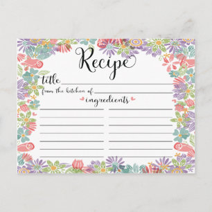 Postale Carte Recette Fête des mariées Cadre Floral Cute