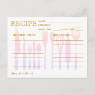 Postale Carte Recette Fête des mariées Confetti Or Rétro